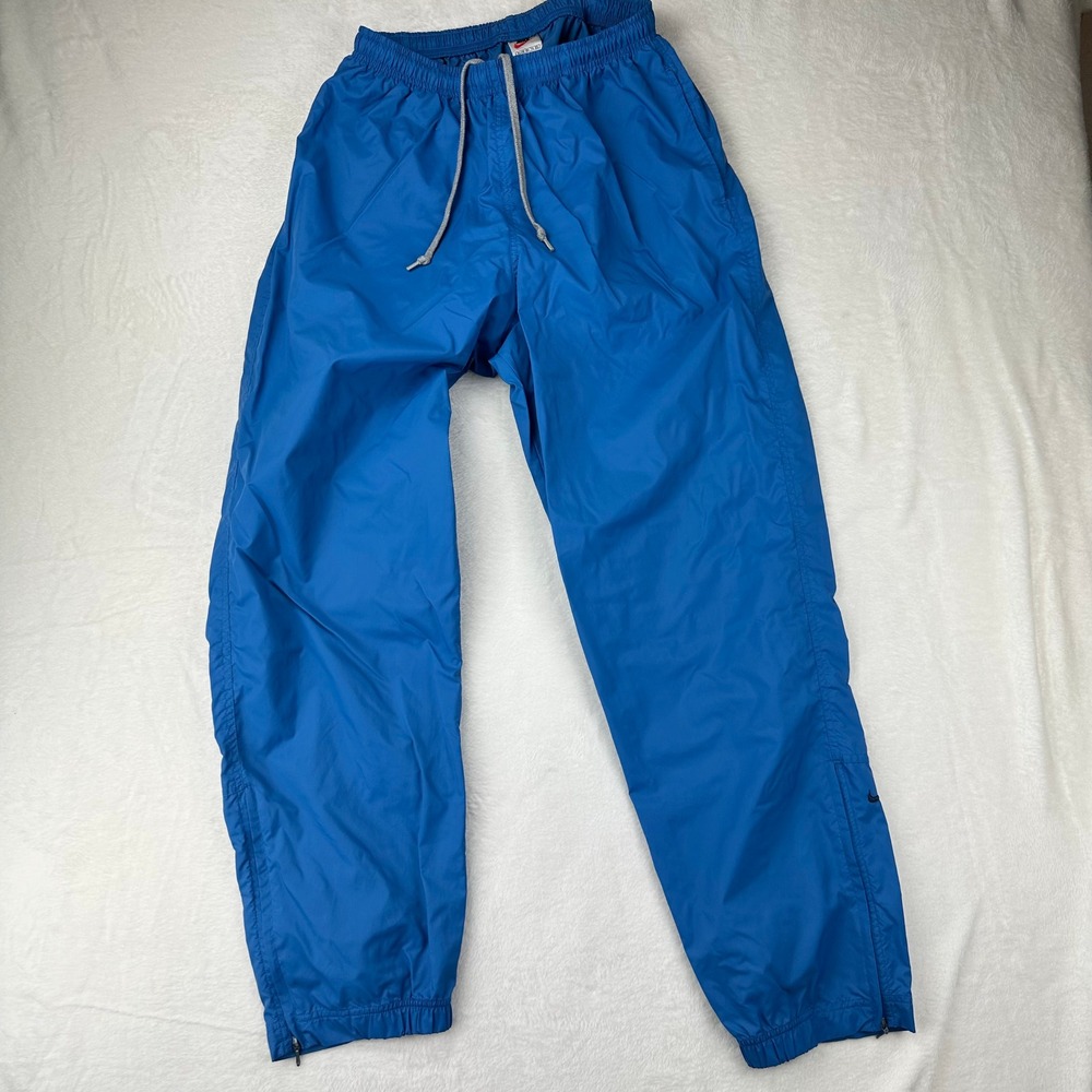 Nike Track Pants Boys XL Regular Blue Jogger Windbreaker Ankle Zip Nylon VTG
